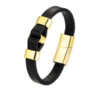 Leather Cord Bracelet with 316L Stainless Steel plated fashion jewelry & Unisex Sold By PC