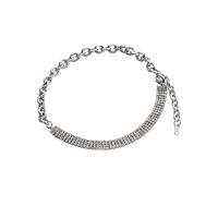 Titanium halskettingen, Titanium Staal, met 5.4cm extender keten, hoge kwaliteit zilver plated, mode sieraden & uniseks & micro pave zirconia, zilver, Lengte Ca 31.7 cm, Verkocht door PC