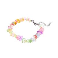 Pulseras de Cristal, con 5.1cm extender cadena, Irregular, chapado en color de plata, Joyería & para mujer, multicolor, longitud aproximado 16.9 cm, Vendido por UD