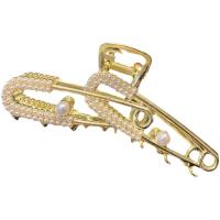 Haar Claw Clips, Zinc Alloy, met Plastic Pearl, gold plated, mode sieraden & voor vrouw, gouden, nikkel, lood en cadmium vrij, 110mm, Verkocht door PC