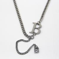 Titanium halskettingen, Titanium Staal, Letter B, plated, mode sieraden & uniseks, 16x20mm, Lengte 49 cm, Verkocht door PC