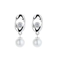 925 Boucles d’oreilles Sterling Silver Drop & Dangle, Argent sterling 925, poli, pavé de micro zircon & pour femme, 27mm, Vendu par paire