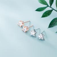 925 Sterling Silver Earring Post, 925 de prata esterlina, Estrela, banhado, DIY & micro pavimento em zircônia cúbica, Mais cores pare escolha, 14x6.5x7.5mm, 0.75mm, vendido por par