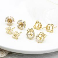 Affissi per orecchino in ottone , Placcato oro 18K, DIY & stili diversi per la scelta & Micro spianare cubic zirconia, Venduto da coppia