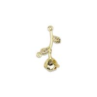 Cubic Zirconia Micro Pave bronze Pingente, cobre, Rose, 18K banhado a ouro, DIY & micro pavimento em zircônia cúbica, 10x22.50mm, vendido por PC