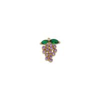 Cubic Zirconia Micro Pave bronze Pingente, cobre, Uva, 18K banhado a ouro, tamanho diferente para a escolha & micro pavimento em zircônia cúbica, roxo, 12.50x15.50mm, vendido por PC