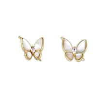 Conectores de Nácar, metal, con Nácar Blanca, Mariposa, 18K chapado en oro, diferentes estilos para la opción & micro arcilla de zirconia cúbica, Vendido por UD