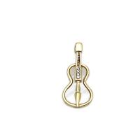 Naturliga Vit Shell Halsband, Mässing, med White Shell, Violin, 18K guldpläterad, micro bana cubic zirconia, 10x22mm, Säljs av PC