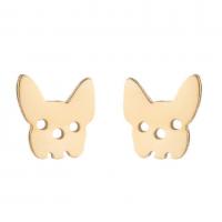 Roestvrij staal Stud Earrings, 304 roestvrij staal, Hond, mode sieraden & voor vrouw, meer kleuren voor de keuze, 9x10mm, Verkocht door pair