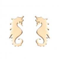 Roestvrij staal Stud Earrings, 304 roestvrij staal, Zeepaardje, mode sieraden & voor vrouw, meer kleuren voor de keuze, 5x10mm, Verkocht door pair