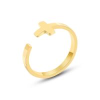 Titantium Cruach Finger Ring, Cruach Tíotáiniam, Cross, unisex, órga, 7.50mm, Méid:7, Díolta De réir PC