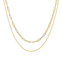 Collier d'acier titane, avec 5cm chaînes de rallonge, Double couche & pour femme, plus de couleurs à choisir, 3.3mm,1.2mm, Longueur Environ 38 cm, Environ 40 cm, Vendu par PC