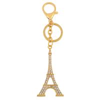 Zinc Alloy Key Lås, Tårn, forgyldt, Unisex & med rhinestone, flere farver til valg, nikkel, bly & cadmium fri, 15x39mm, Solgt af PC