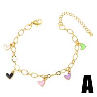 metal Pulsera, con 2 extender cadena, chapado en color dorado, diferentes estilos para la opción & micro arcilla de zirconia cúbica & para mujer & esmalte, color mixto, libre de níquel, plomo & cadmio, 9x8mm, longitud 6.5 Inch, Vendido por UD