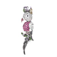 Rhinestone Broche, Zinc Alloy, Spætte, sølvfarvet forgyldt, for kvinde & med rhinestone, blandede farver, nikkel, bly & cadmium fri, 70x20mm, Solgt af PC