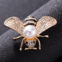 Kunststof Pearl Brooch, Zinc Alloy, Honingbij, gold plated, voor vrouw & met strass, meer kleuren voor de keuze, nikkel, lood en cadmium vrij, 30x38mm, Verkocht door PC