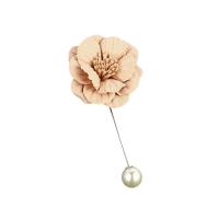 Plástico Broche Perla, paño, con pasador de hierro & Perlas plásticas, Flor, chapado en color de plata, Estilo coreano & para mujer, más colores para la opción, 90mm, Vendido por UD