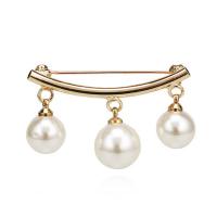 Kunststof Pearl Brooch, Zinc Alloy, met Plastic Pearl, Ronde, hoge kwaliteit verguld en nooit vervagen, voor vrouw, meer kleuren voor de keuze, nikkel, lood en cadmium vrij, 38mm, Verkocht door PC