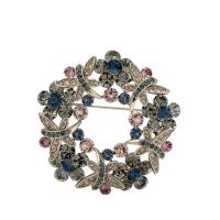 Strass Broche, Zinc Alloy, gold plated, voor vrouw & met strass, nikkel, lood en cadmium vrij, 38mm, Verkocht door PC