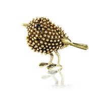 Rhinestone Broche, Zinc Alloy, Bird, guldfarve belagt, for kvinde & med rhinestone, gylden, nikkel, bly & cadmium fri, 35x25mm, Solgt af PC