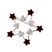 Cubic Zirconia Broche, aleación de zinc, con cúbica circonia, Estrella, chapado en color dorado, para mujer, libre de níquel, plomo & cadmio, 50x50mm, Vendido por UD