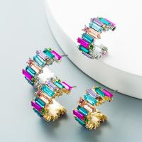 Rhinestone Earring Zinc Alloy with Glass Rhinestone fashion jewelry & for woman nickel lead & cadmium free Sold By Pair