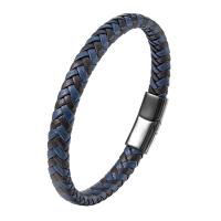 PU cavo bracciali, with 304 acciaio inox, placcato color nero piombo, gioielli di moda & per l'uomo, nessuno, Lunghezza 21 cm, Venduto da PC