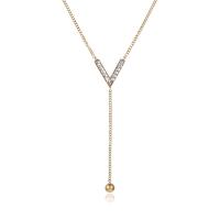 Collier d'acier titane, avec 5cm chaînes de rallonge, Lettre V, Placage de couleur d'or, Réglable & bijoux de mode & pour femme & avec strass, doré, 15mm,50mm, Longueur 40 cm, Vendu par PC