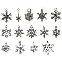 Zinc Alloy Jul Vedhæng, Snowflake, antik sølv farve forgyldt, du kan DIY & forskellige stilarter for valg, sølv, nikkel, bly & cadmium fri, 50pc'er/Bag, Solgt af Bag