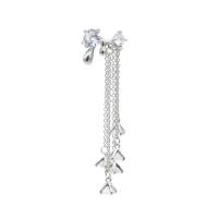 Fashion Fringe Oorbellen, Messing, silver plated, mode sieraden & micro pave zirconia & voor vrouw, zilver, nikkel, lood en cadmium vrij, 70mm, Verkocht door PC