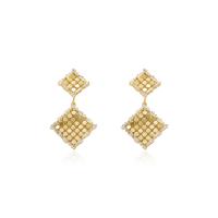 Cubic Zirconia Micro Pave Latão Brinco, cobre, Rhombus, cromado de cor dourada, joias de moda & micro pavimento em zircônia cúbica & para mulher, dourado, níquel, chumbo e cádmio livre, 25x50mm, vendido por par