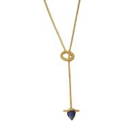 Brass Necklace with Lapis Lazuli gold color plated fashion jewelry & for woman gold 820mm Sold By PC