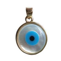 Evil Eye Pendler, Shell, med Zinc Alloy, forgyldt, 14mm, Solgt af PC