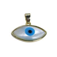 Evil Eye Pendler, Shell, med Messing, 18K forgyldt, hvid, 21.80x12mm, Solgt af PC