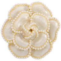 Zinc Alloy Brocher, med Plastic Pearl, Rose, forgyldt, for kvinde & emalje, flere farver til valg, 50x50mm, Solgt af PC