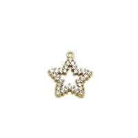 Kubik Zirkonium mikro bana Mässing hängande, Star, 18K guldpläterad, micro bana cubic zirconia & ihålig, 13x15mm, Säljs av PC