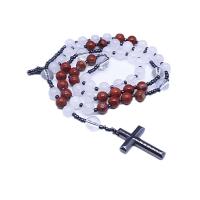 Rosary kaulakoru, Red Jasper, kanssa Natural Marble & Hematiitti & Kristalli, Unisex, kaksi eriväristä, Pituus N. 26.77 tuuma, Myymät PC