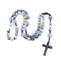 Rosary karoliai, Amazonitas, su Geležis Rokas & Krištolas, unisex, mišrios spalvos, 8mm, Ilgis Apytiksliai 26.77 Inch, Pardavė PC