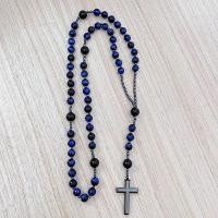 Rosary karoliai, Tigro akis, su Geležis Rokas & Juodas agatas, unisex, du skirtingi spalvos, Ilgis Apytiksliai 26.77 Inch, Pardavė PC