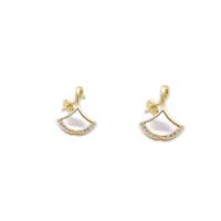 Prás Earring Post, le Bán Shell, 18K ór plátáilte, stíleanna éagsúla do rogha & micrea réiteach zirconia ciúbach, Díolta De réir PC