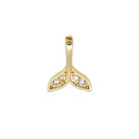 Cubique Pendentif en laiton zircon pavent, Queue de sirène, Plaqué or 18K, pavé de micro zircon, 11.50x15.50mm, Vendu par PC