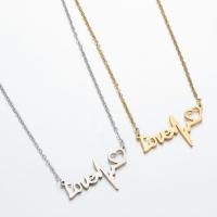 Stainless Steel Jewelry Necklace 304 Stainless Steel Alphabet Letter Vacuum Ion Plating fashion jewelry & for woman Length 45 cm Sold By PC