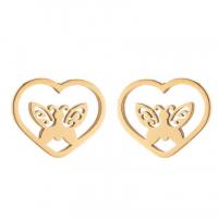 Stainless Steel Stud Earrings 304 Stainless Steel Heart Vacuum Ion Plating fashion jewelry & for woman Sold By Pair