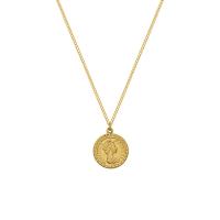 Colar de aço titânio, Partículas de aço, with 5cm extender chain, Roda plana, para mulher, dourado, 18mm, comprimento Aprox 40 cm, vendido por PC