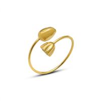 Partículas de acero Anillo de dedo Cuff, para mujer, dorado, tamaño:7, Vendido por UD