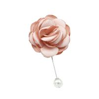 Plástico Broche Perla, paño, con pasador de hierro & Perlas plásticas, Flor, chapado en color de plata, Estilo coreano & para mujer, más colores para la opción, 50mm, Vendido por UD