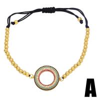 Cúbicos Circonia pulsera Latón Micro pavimenta, metal, con cordón poliéster, Esférico, chapado, ajustable & diferentes estilos para la opción & micro arcilla de zirconia cúbica & para mujer, más colores para la opción, libre de níquel, plomo & cadmio, 27x22mm, longitud 11 Inch, Vendido por UD