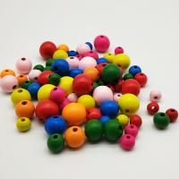 ウッドビーズ, ウッド, ラウンド形, ペンキ絵, DIY & 異なるサイズの選択, ミックスカラー, 約 500G/バッグ, 売り手 バッグ