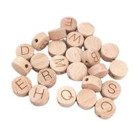 Holzperlen, Buchenholz, Alphabet-Buchstabe, geschnitzt, DIY, 15x8mm, 26PCs/Tasche, verkauft von Tasche