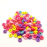 Trä Spacer Bead, Flat Round, målat, DIY, blandade färger, 5x10mm, 300PC/Bag, Säljs av Bag